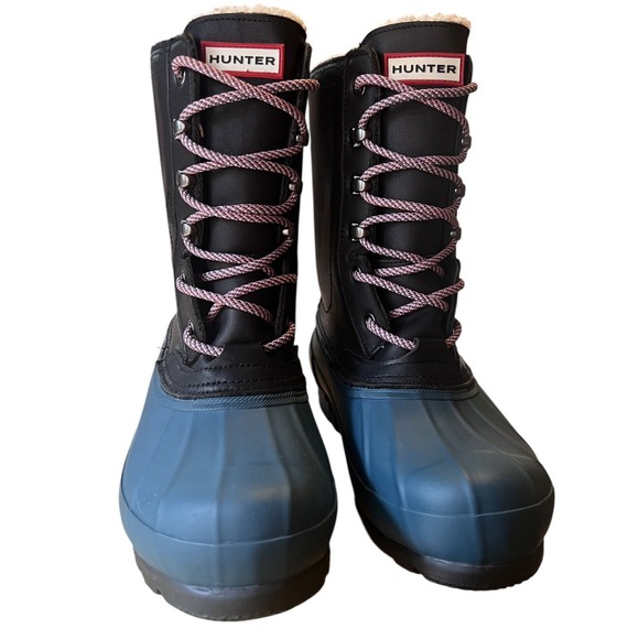 HUNTER ORIGINAL INSULATED PAC Boots Woman's Sz 6 EU 37 Turquoise/ Black - Picture 1 of 16
